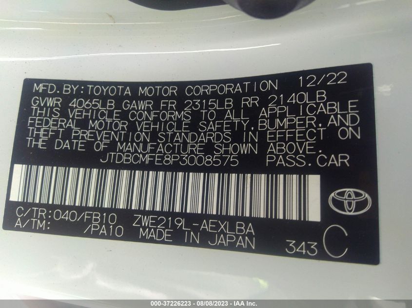 2023 TOYOTA COROLLA HYBRID - JTDBCMFE8P3008575