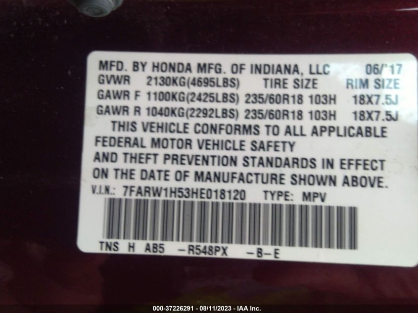 2017 HONDA CR-V EX - 7FARW1H53HE018120