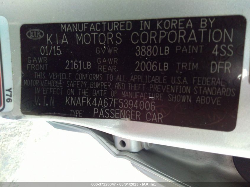 2015 KIA FORTE LX - KNAFK4A67F5394006