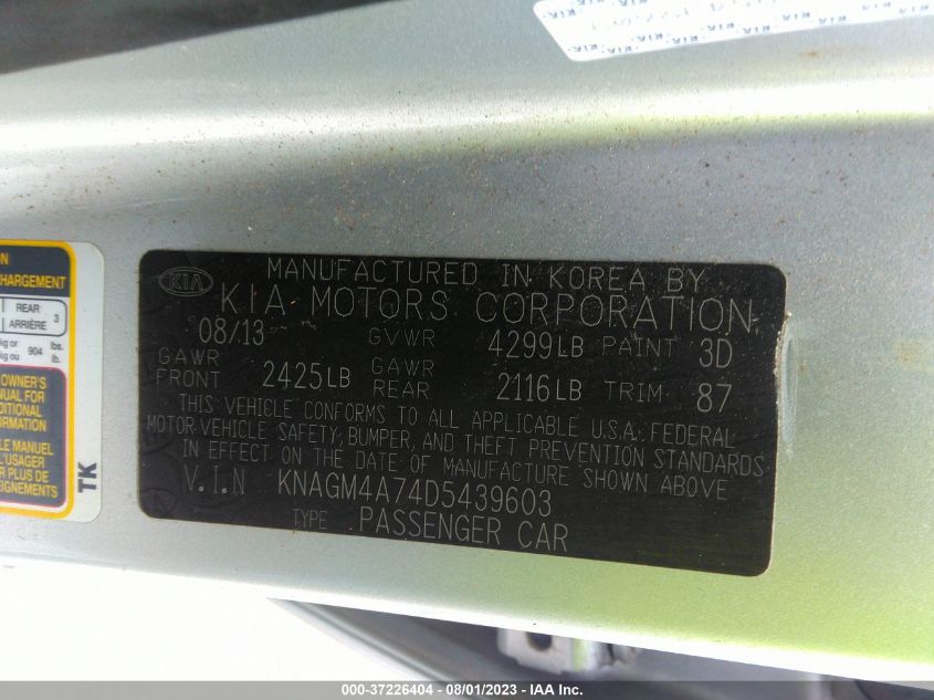 2013 KIA OPTIMA LX - KNAGM4A74D5439603