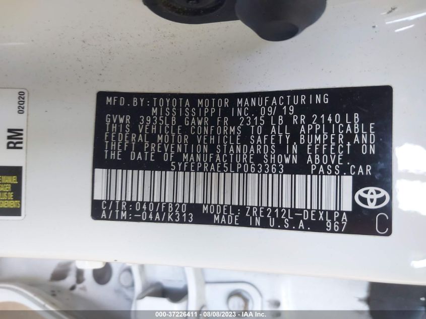 2020 TOYOTA COROLLA LE - 5YFEPRAE5LP063363