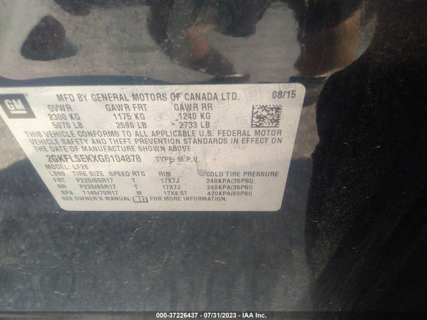 2016 GMC TERRAIN SLE - 2GKFLSEKXG6104878