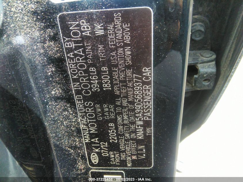 2013 KIA FORTE 5-DOOR SX - KNAFW5A39D5689377