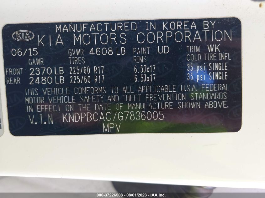 2016 KIA SPORTAGE LX - KNDPBCAC7G7836005