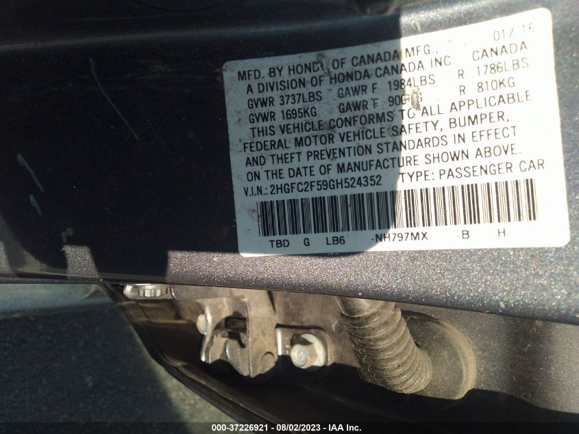 2016 HONDA CIVIC SEDAN LX - 2HGFC2F59GH524352