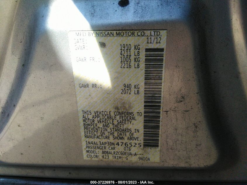 2013 NISSAN ALTIMA 2.5 S - 1N4AL3AP3DN476525