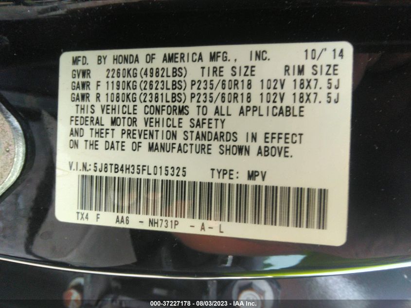 2015 ACURA RDX - 5J8TB4H35FL015325