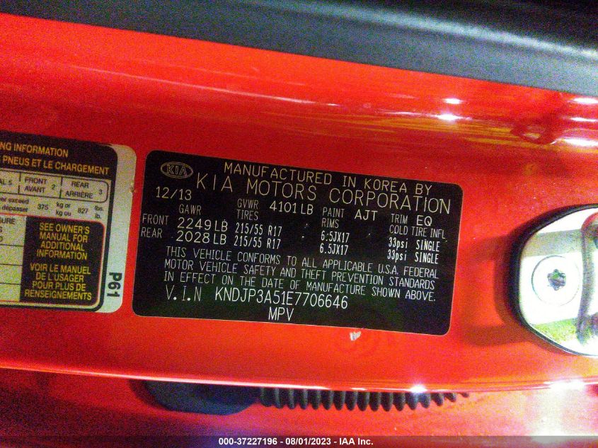 2014 KIA SOUL + - KNDJP3A51E7706646