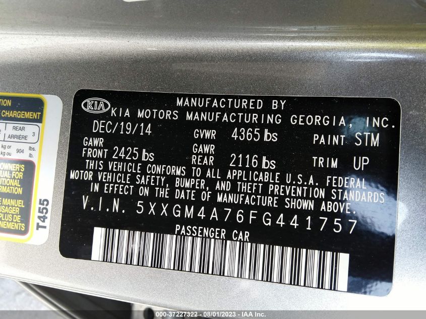 2015 KIA OPTIMA LX - 5XXGM4A76FG441757
