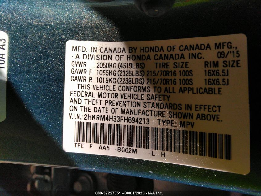 2015 HONDA CR-V LX - 2HKRM4H33FH694213