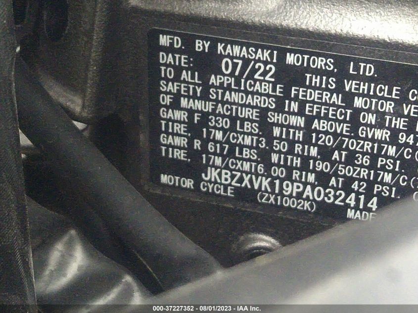 2023 KAWASAKI ZX1002 K JKBZXVK19PA032414