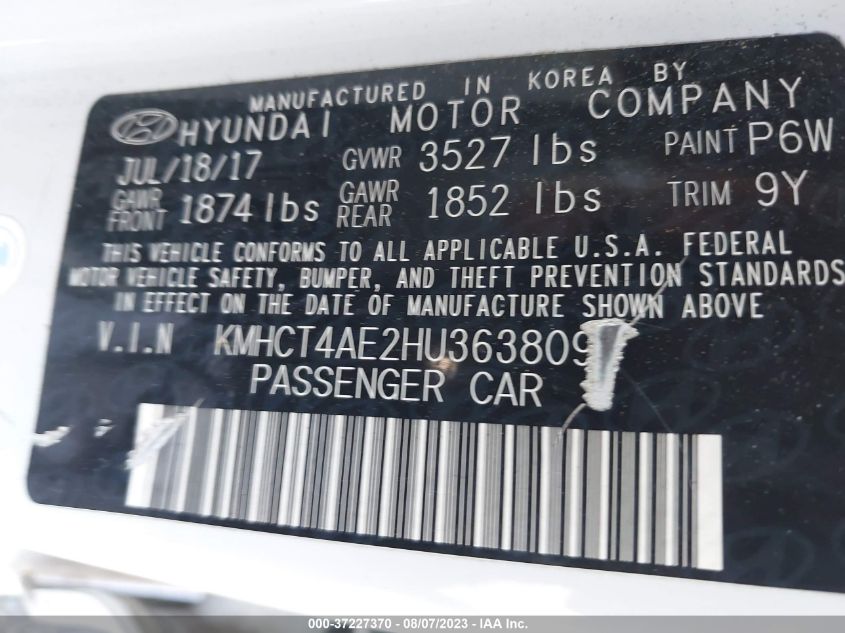 2017 HYUNDAI ACCENT SE - KMHCT4AE2HU363809