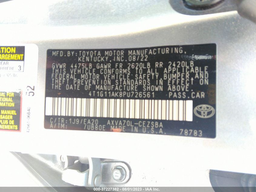 2023 TOYOTA CAMRY SE NIGHT SHADE/SE - 4T1G11AK8PU726561