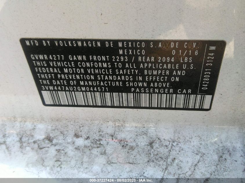 2016 VOLKSWAGEN GOLF GTI AUTOBAHN W - 3VW447AU2GM044571
