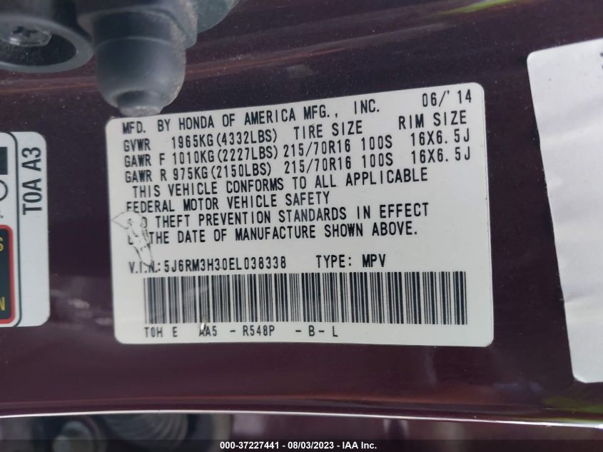 2014 HONDA CR-V LX - 5J6RM3H30EL038338