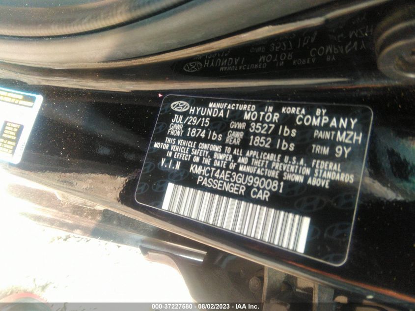 2016 HYUNDAI ACCENT SE - KMHCT4AE3GU990081