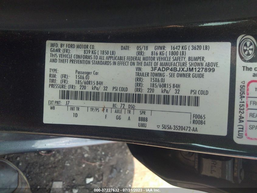 2018 FORD FIESTA SE - 3FADP4BJXJM127899