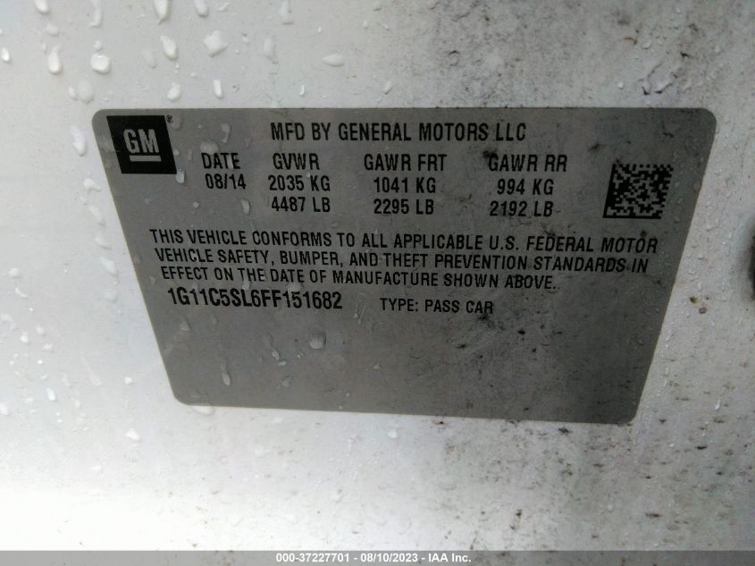 2015 CHEVROLET MALIBU LT - 1G11C5SL6FF151682