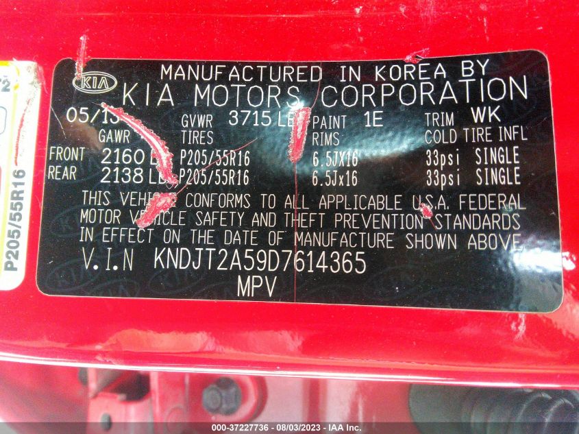 2013 KIA SOUL - KNDJT2A59D7614365