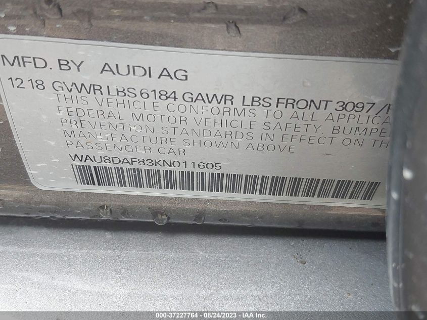 2019 AUDI A8 - WAU8DAF83KN011605