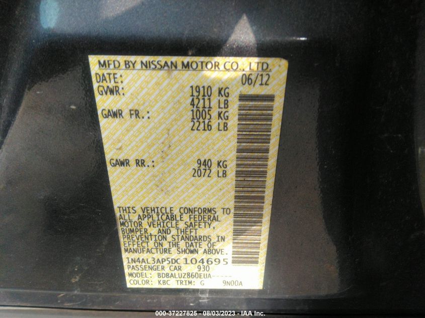 2013 NISSAN ALTIMA 2.5 SV - 1N4AL3AP5DC104695