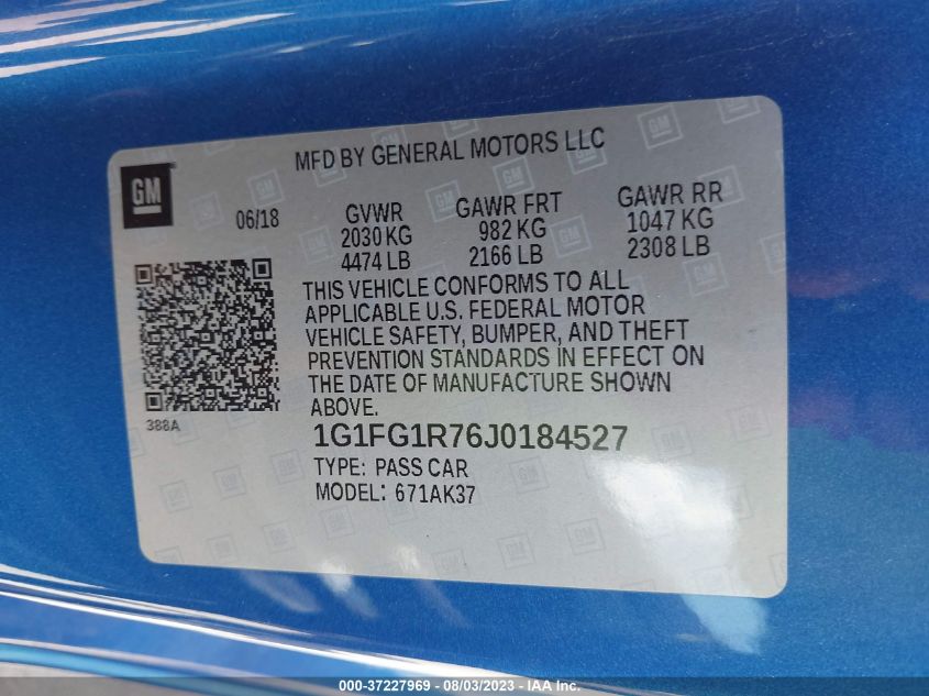 2018 CHEVROLET CAMARO 2SS - 1G1FG1R76J0184527