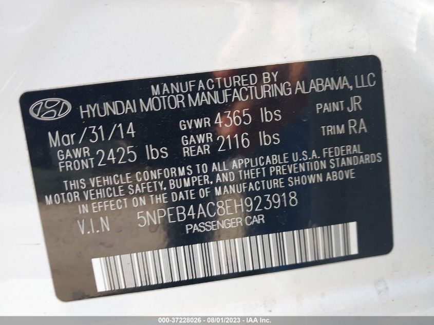 2014 HYUNDAI SONATA GLS - 5NPEB4AC8EH923918