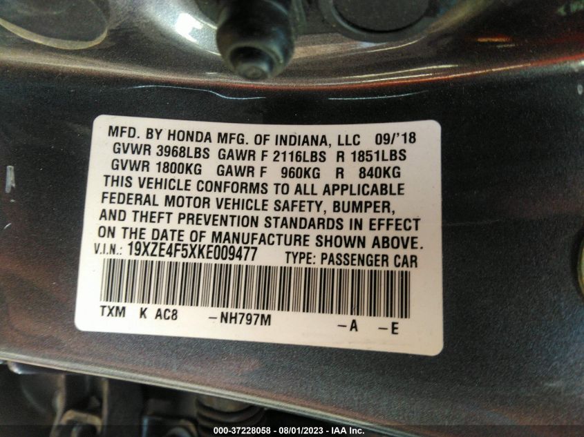 2019 HONDA INSIGHT EX - 19XZE4F5XKE009477
