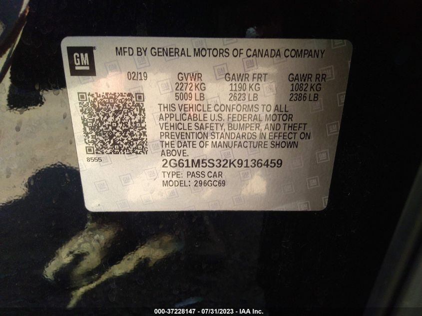 2019 CADILLAC XTS LUXURY - 2G61M5S32K9136459