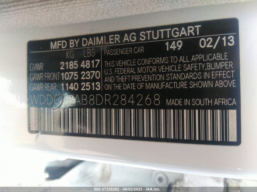 2013 MERCEDES-BENZ C-CLASS C 300 - WDDGF8AB8DR284268