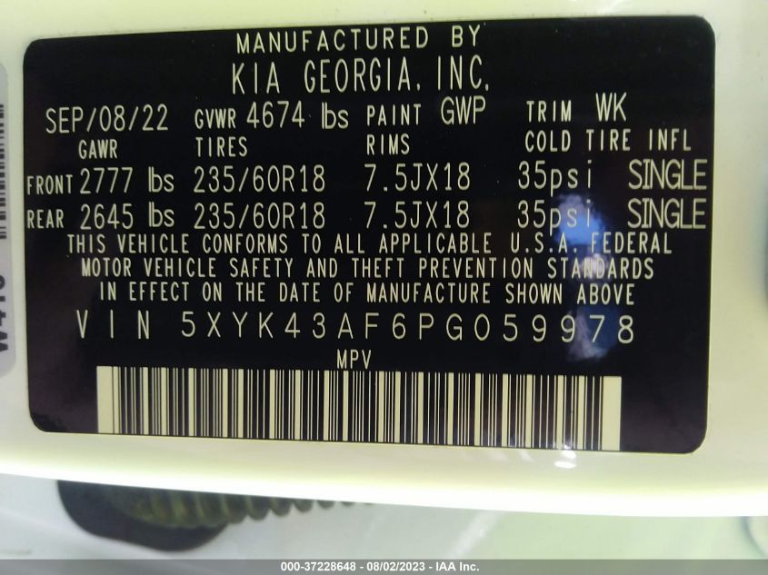 2023 KIA SPORTAGE SX - 5XYK43AF6PG059978
