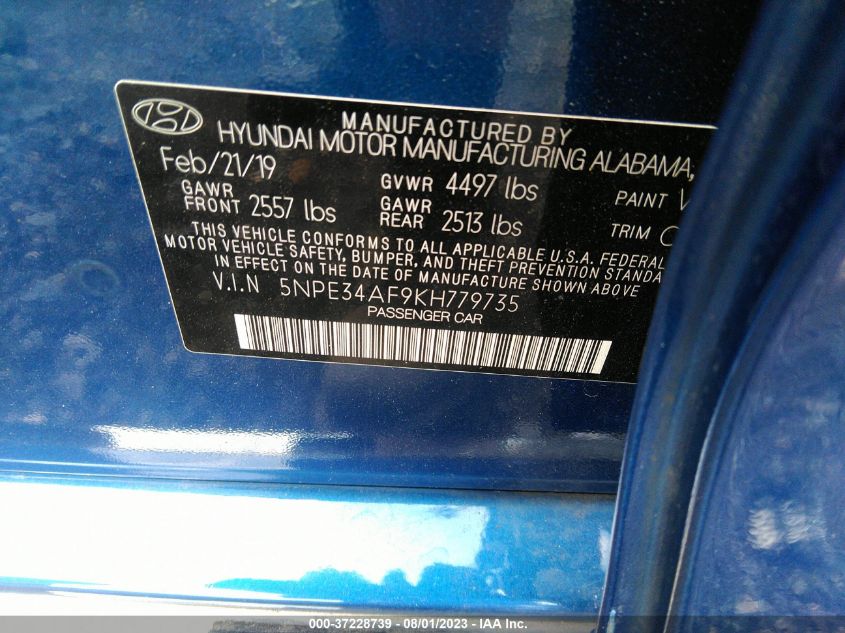 2019 HYUNDAI SONATA SPORT - 5NPE34AF9KH779735