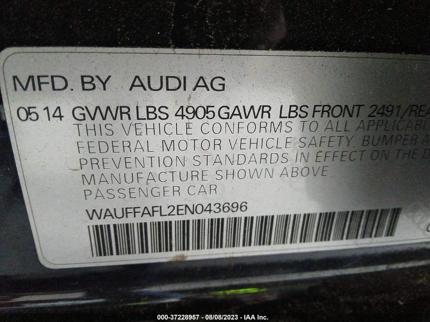 2014 AUDI A4 PREMIUM PLUS - WAUFFAFL2EN043696