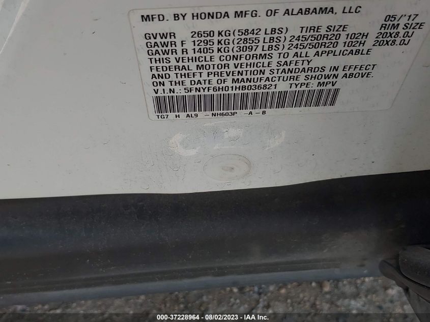 2017 HONDA PILOT ELITE - 5FNYF6H01HB036821