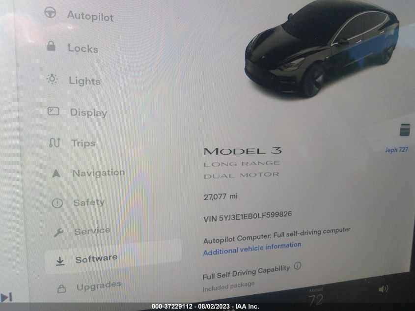 2020 TESLA MODEL 3 LONG RANGE - 5YJ3E1EB0LF599826