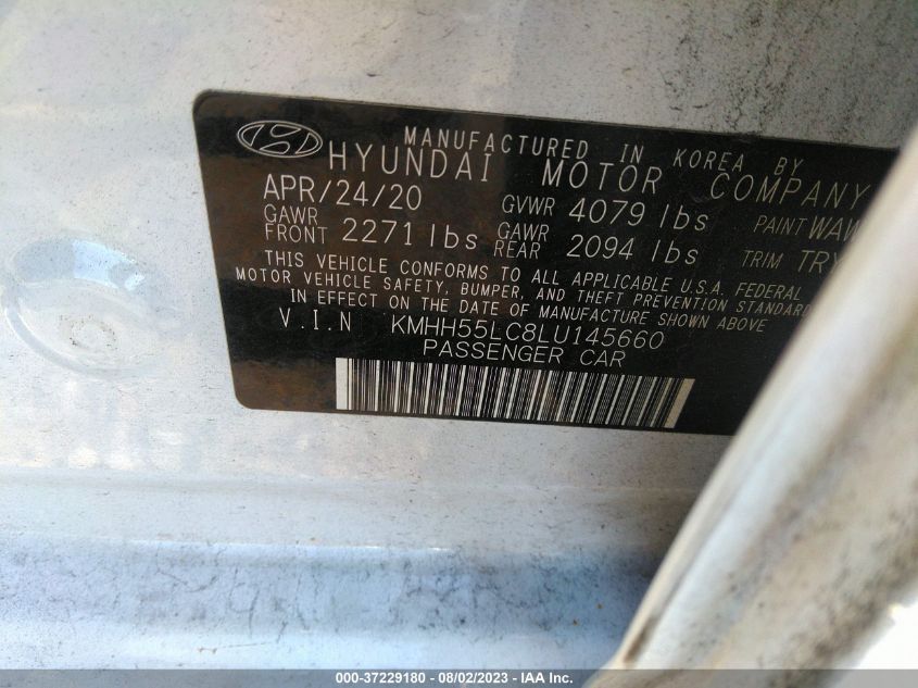 2020 HYUNDAI ELANTRA GT N LINE - KMHH55LC8LU145660