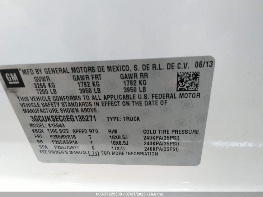 2014 CHEVROLET SILVERADO 1500 LTZ - 3GCUKSEC6EG135271