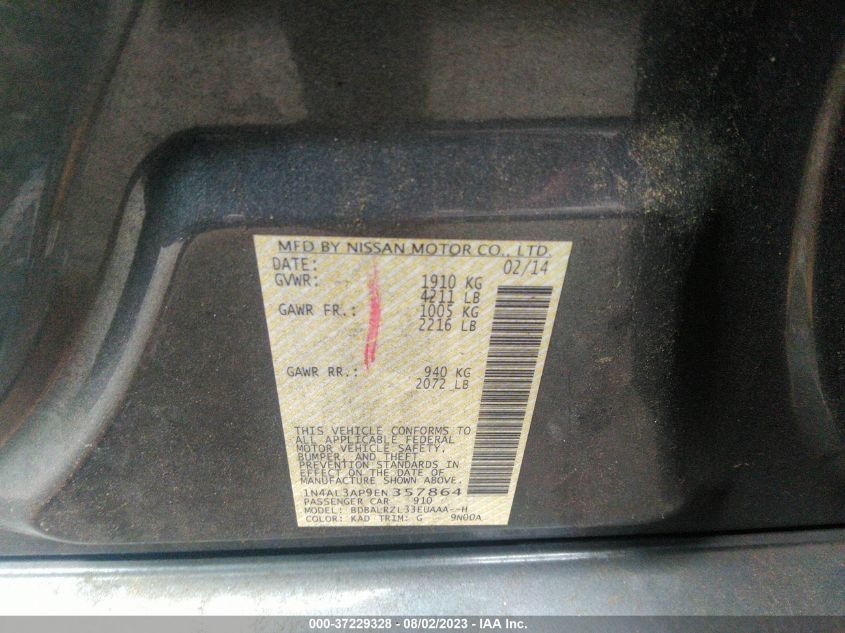 2014 NISSAN ALTIMA 2.5 S - 1N4AL3AP9EN357864