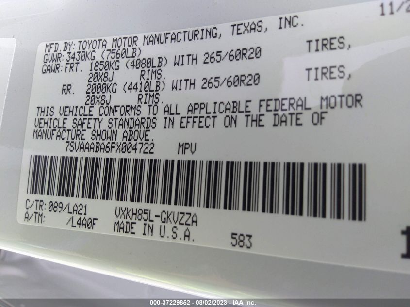 2023 TOYOTA SEQUOIA CAPSTONE - 7SVAAABA6PX004722