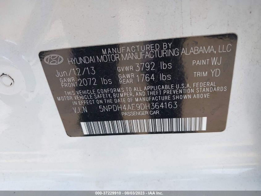 2013 HYUNDAI ELANTRA GLS - 5NPDH4AE9DH364163