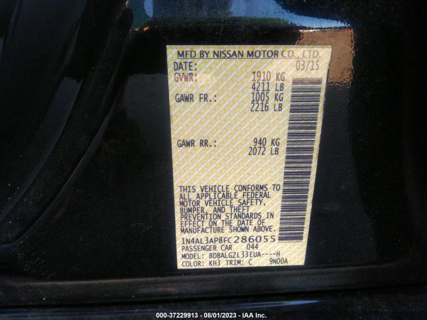 2015 NISSAN ALTIMA 2.5 S - 1N4AL3AP8FC286055