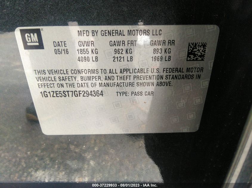 2016 CHEVROLET MALIBU LT - 1G1ZE5ST7GF294364