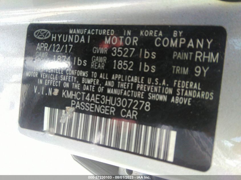 2017 HYUNDAI ACCENT SE - KMHCT4AE3HU307278
