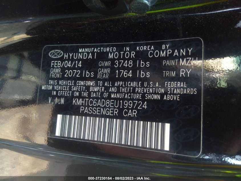 2014 HYUNDAI VELOSTER - KMHTC6AD8EU199724