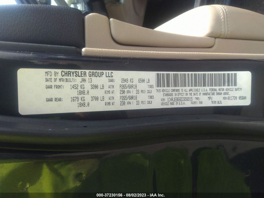 2013 JEEP GRAND CHEROKEE LIMITED - 1C4RJEBG6DC656915