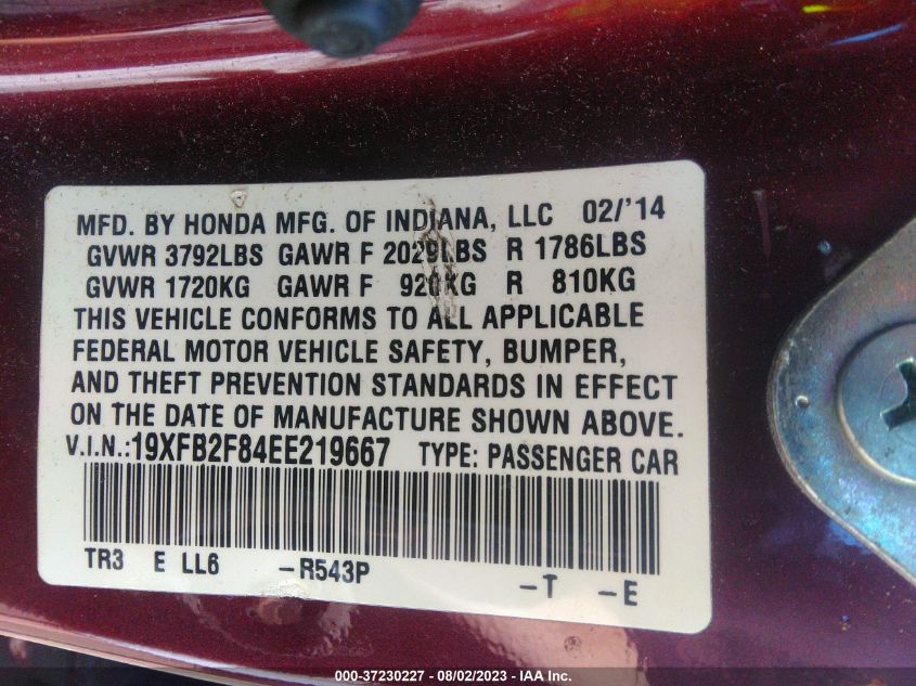 2014 HONDA CIVIC SEDAN EX - 19XFB2F84EE219667