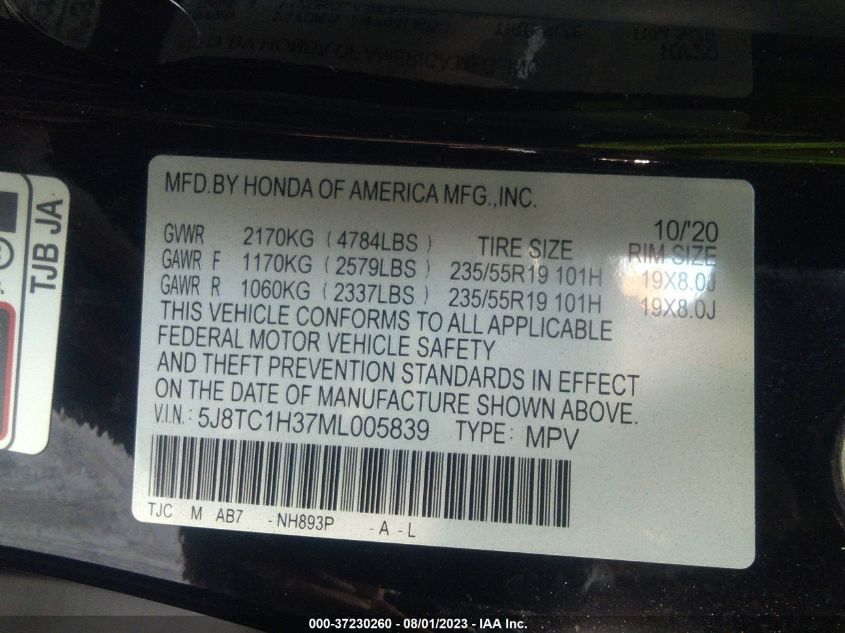 2021 ACURA RDX - 5J8TC1H37ML005839