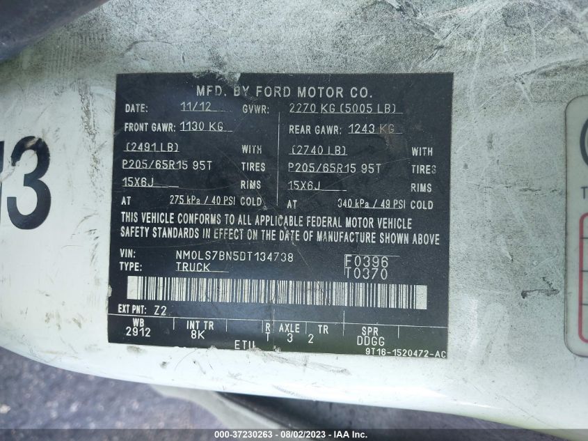 2013 FORD TRANSIT CONNECT XLT - NM0LS7BN5DT134738