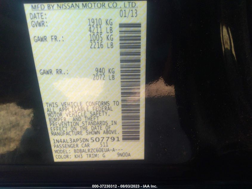 2013 NISSAN ALTIMA 2.5 S - 1N4AL3AP5DN507791