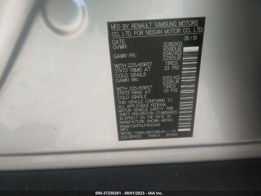 2020 NISSAN ROGUE SV - KNMAT2MT0LP500148